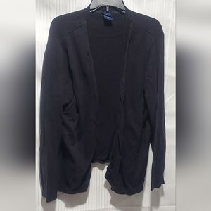 Women's 2X Basic Editions Black Cardigan Sweater
